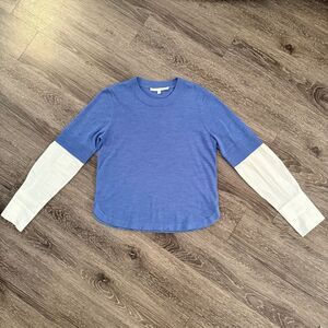 Veronica Beard Roscoe Mixed Media Sweater In Blue